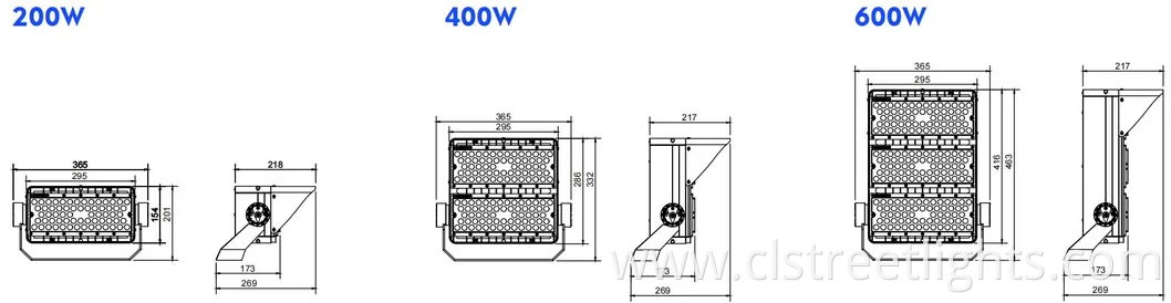 600W 1200W High Power Narrow Beam Angle Floodlight Waterproof IP65 Dimmable Power Adjustable Motion Sensor LED High Mast Light Stadium Light LED Flood Light